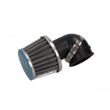 Powerfilter/luchtfilter open 35mm aansluiting carburateur Type K&N onder hoek van 90 graden Supertec