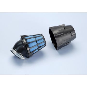 Powerfilter/luchtfilter open sport 46mm zwart/blauw aansluiting carburateur/hoek 30 graden Polini 203.0097