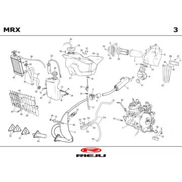 Radiateur - Koelsysteem - Uitlaat - Benzinetank Rieju MRX castrol 2001 2-takt
