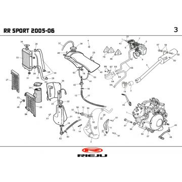 Radiateur - Koelsysteem - Uitlaat - Benzinetank Rieju RR Sport rood 2005 2-takt