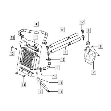 Radiateur - Koelsysteem Kymco Super9 50 2-takt LC oud model matzwart-zilver