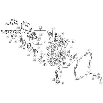 Carterhelft rechts - Waterpomp Kymco MXU 300R