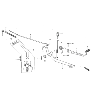 Rempedaal - Schakelpedaal - Kickstartpedaal Honda MT50