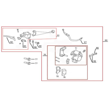 Remcilinder - Remhendel - Remleiding - Remklauw - Remblokken AGM Star 50 zwart rood