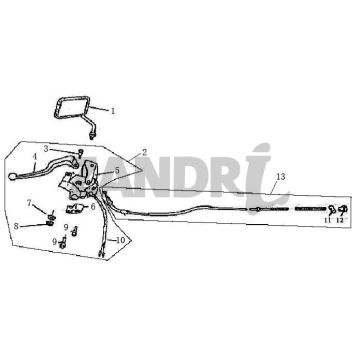 Remhendel links - Achterremkabel - Spiegel BTC Grande Retro GT1 blauw creme metallic