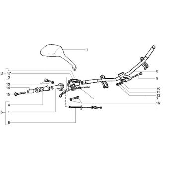 Remcilinder - Remhendel - Stuur - Spiegel rechts Gilera Runner FXR 180 2-takt