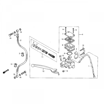 Remcilinder - Remhendel- Remleiding Honda MB50/MB80