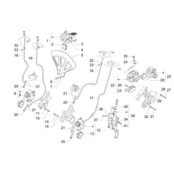 Remklauw - Remblokken - Remleiding (ABS) Piaggio MP3 300 ie LT Business - Sport (met en zonder ABS) 2016-2018