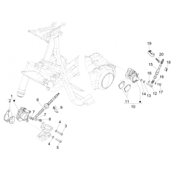 Remklauw - Remblokken - Remleiding Piaggio NRG Power DD 50 2-takt LC 2007-2017