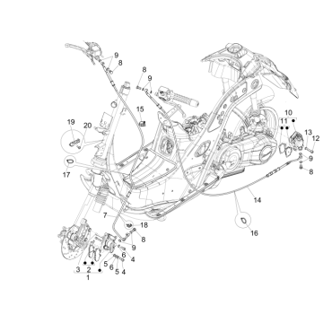 Remklauw - Remblokken - Remleiding Vespa GTS 250 ie 2005-2016 (zonder ABS)