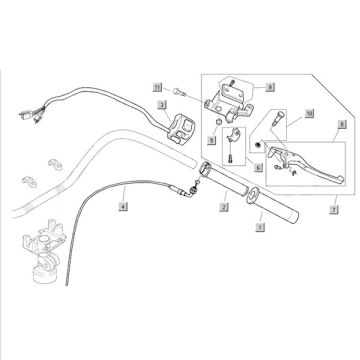 Remcilinder - Remhendel - Stuurschakelaars - Gaskabel Aprilia Mojito Custom 50 2-takt (Piaggio motor) 2004-2010