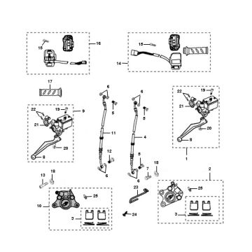 Remcilinder - Remklauw - Remblokken - Remleiding - Stuurschakelaars Peugeot Jet force C-tech 2-takt