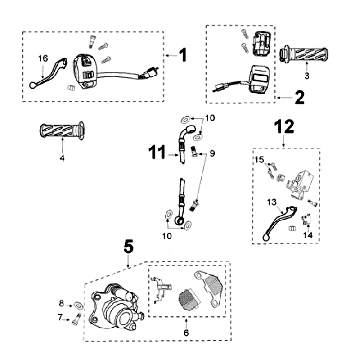 Remcilinder - Remklauw - Remblokken - Remleiding - Stuurschakelaars Peugeot Kisbee oranje