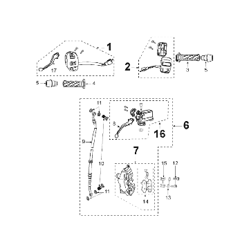 Remcilinder - Remklauw - Remblokken - Remleiding - Stuurschakelaars Peugeot Speedfight 3 50 2-takt AC Grijs