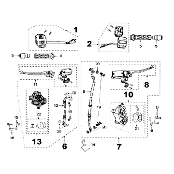 Remcilinder - Remklauw - Remblokken - Remleiding - Stuurschakelaars Peugeot Speedfight 3 50 2-takt LC