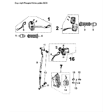 Remcilinder - Remklauw - Remblokken - Remleiding - Stuurschakelaars Peugeot Speedfight 4 50 2-takt LC wit