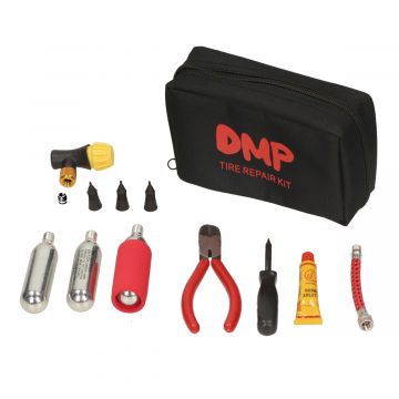 Reparatieset scooter/motor band tubeless luxe 12-delig met luchtpatronen DMP