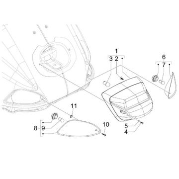 Kniperlichten achterzijde - Achterlicht Vespa S 50 4-takt 2V 25km/u