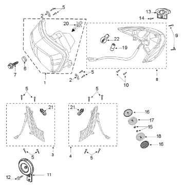 Knipperlichen - Koplamp - Achterlicht - Claxon Peugeot Tweet 50 4-takt AC