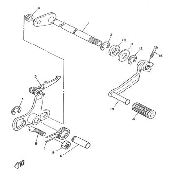 Schakelpedaal startmechanisme Yamaha DT-50 MX