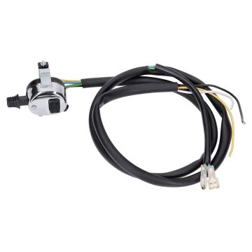 Stuurschakelaarunit verchroomd 3 functies universeel met kabel 101 OCTANE voor bromfiets