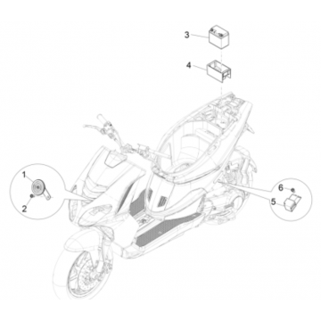 Accu - Claxon - Startrelais Piaggio NRG Power 50 2-takt LC Euro 4
