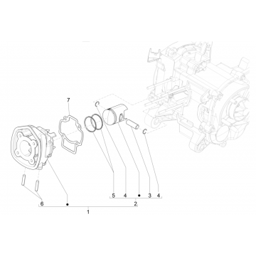 Cilinder - Zuiger Piaggio NRG Power 50 2-takt LC Euro 4