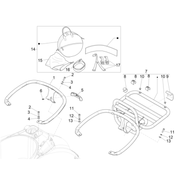 Achterdrager Vespa GTS 300 Super HPE 4V IE ABS Euro 5 2020-2022