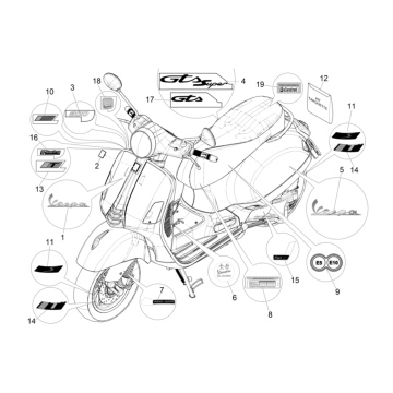 Emblemen - Stickers - Logo Vespa GTS 300 Super HPE 4V ie ABS Euro 5 2020-2022