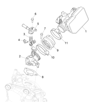 Gasklephuis - Injector - Inlaatspruitstuk Vespa GTS 300 Super HPE 4V ie ABS Euro 5 2020-2022