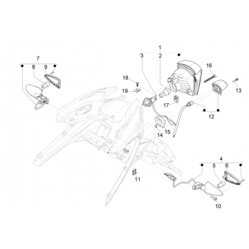 Achterlicht - Knipperlichten achterzijde Piaggio Typhoon 50 2-takt Euro 4 2018-2020