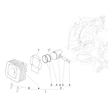 Cilinder - Zuiger Piaggio Typhoon 50 2-takt AC Euro 4 2018-2020