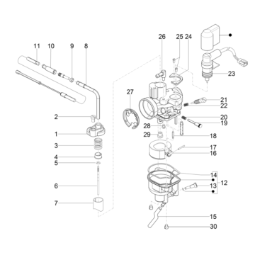 Carburateur onderdelen Piaggio Typhoon 50 2-takt AC Euro 4 2018-2020