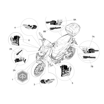 Emblemen - Stickers - Logo Piaggio Typhoon 50 2-takt AC Euro 4 2018-2020
