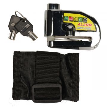 Schijfremslot + alarm chroom 6mm pendikte universeel MKX