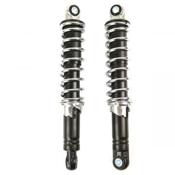 Schokbrekerset universeel 16cm lengte hart-hart boutgat zwart-chroom Imca