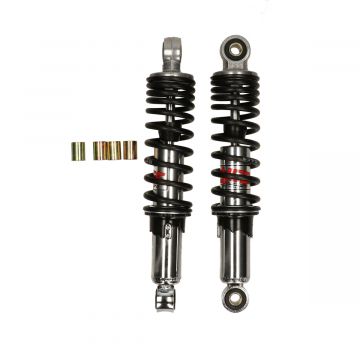 Schokbrekerset YSS hydraulisch 260mm (hart-hart boutgat) universeel Puch Maxi /Tomos A3-A35/Gilera Citta/Camino chroom/zwart