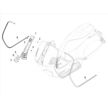 Beenschild sierlijst - Voorscherm midden Vespa GTS 300 HPE 4V ie ABS Euro 4 2019