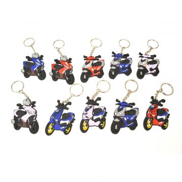 Sleutelhanger scooter rubber 10 stuks verschillende scooters-kleuren