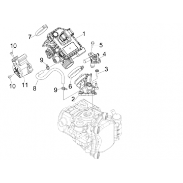 Gasklephuis - Injector - Inlaatspruitstuk Piaggio MP3 300 LT Sport 2009-2014