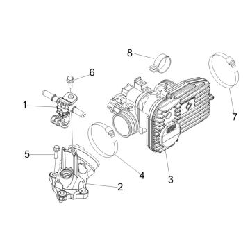 Gasklephuis - Injector - Inlaatspruitstuk Vespa GTV 250 ie 4V