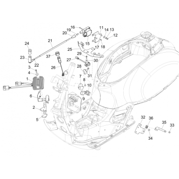 Spanningsregelaar - Bobine - Elektronische delen Vespa GTS 300 (met en zonder ABS)