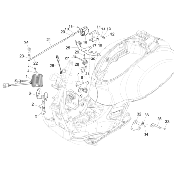 Spanningsregelaar - Bobine - Elektronische delen  Vespa GTS 250 ie 2005-2016 (zonder ABS)