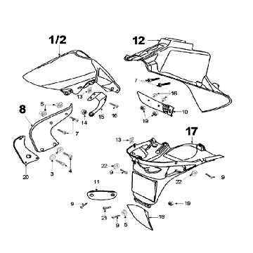 Voorspatbord - Achterspatbord Peugeot Speedfight 2 50 2-takt AC Zwart