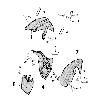 Voorspatbord - Achterspatbord Peugeot Speedfight 3 50 4-takt AC Blauw