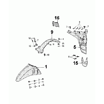 Voorspatbord - Achterspatbord Peugeot Tweet Euro 4 antarrtica white (K7)