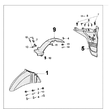 Voorspatbord - Achterspatbord Peugeot Tweet old wit