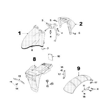 Voorspatbord - Achterspatbord Peugeot V-Clic 50 4-takt AC Zwart