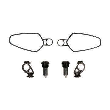 Spiegelset in stuur 8cm lengte glanszwart ovaal CNC universeel/Zip-Sprint-GTS (stuur binnenmaat 13-17mm-of schroefdraad) DMP