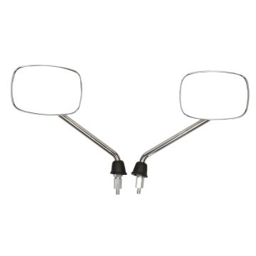 Spiegelset chroom Vespa S 50-125-150cc 2/4-takt/model China 10 inch LX/AGM VX/VX50S/Riva/Napoli/Benson/Touring/Toscana/Lux/VXL/RL/Azzuro/Rimini/Capri/RL/Vespelini/Lux/Star/GTS/Delphi/Morino